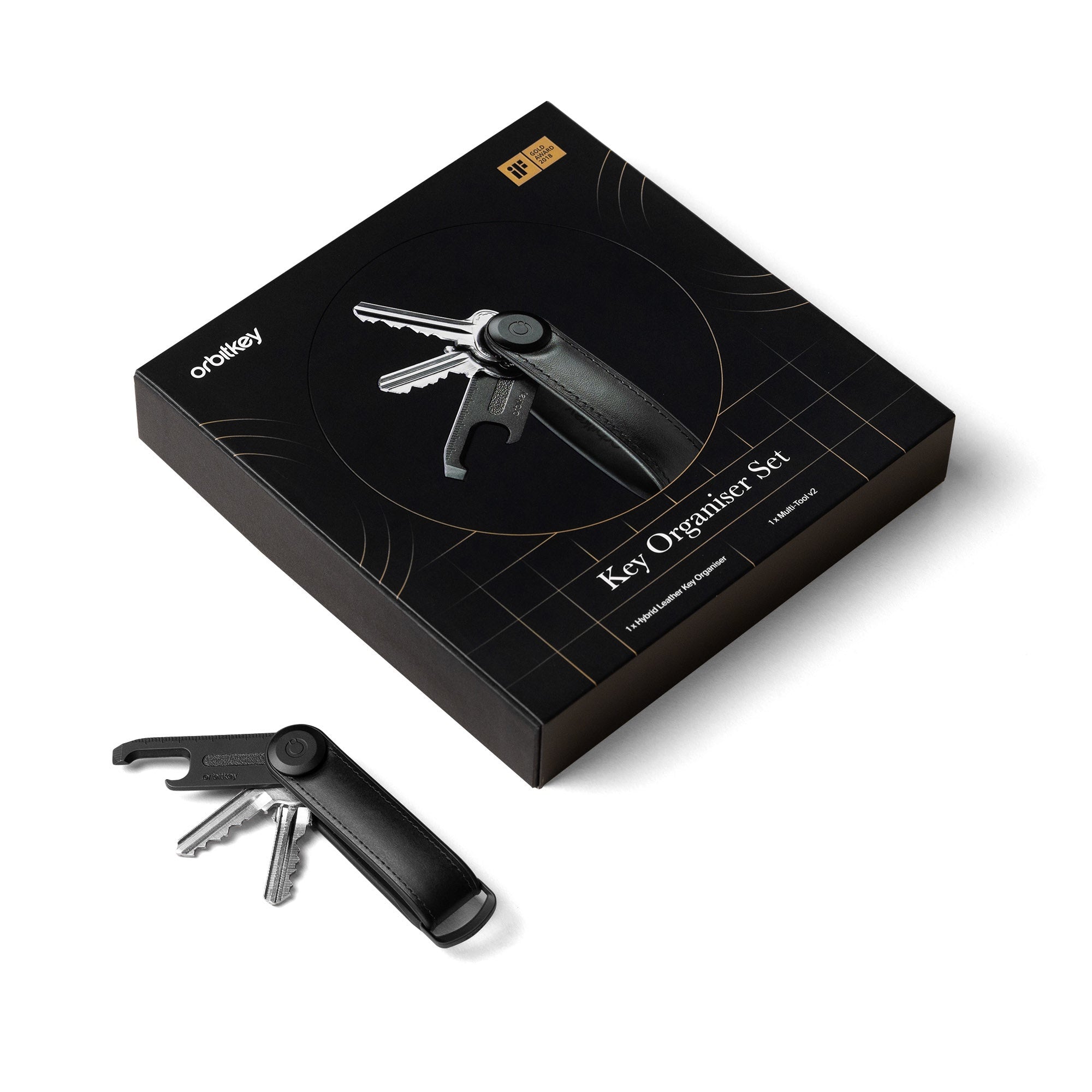 Orbitkey Set with Multitool - Hybrid Leather - Black