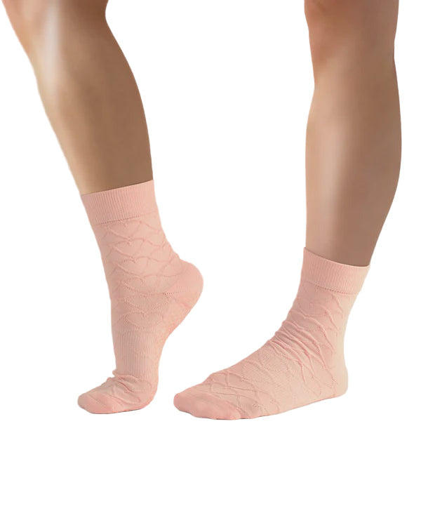 Crew Non Slip Grip Socks - Parfait Pink Hearts