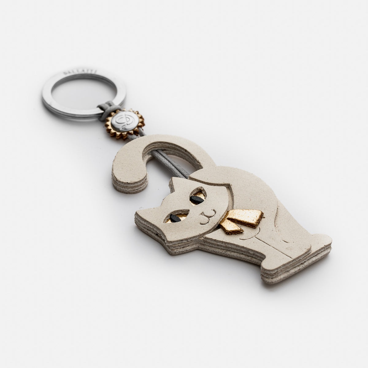 Appleskin Keyring - Standing Cat, Ivory