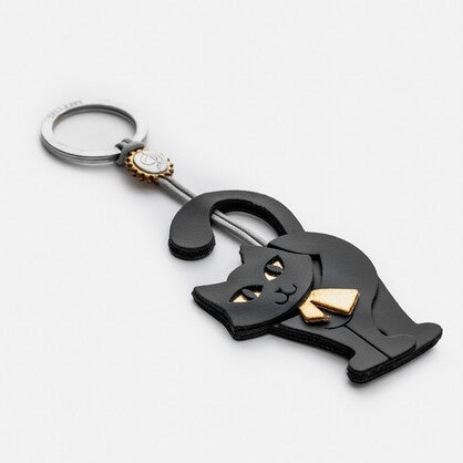 Appleskin Keyring - Standing Cat, Black