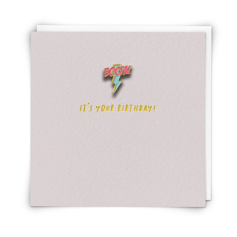 Enamel Pin Card - Boom It's Your Birthday