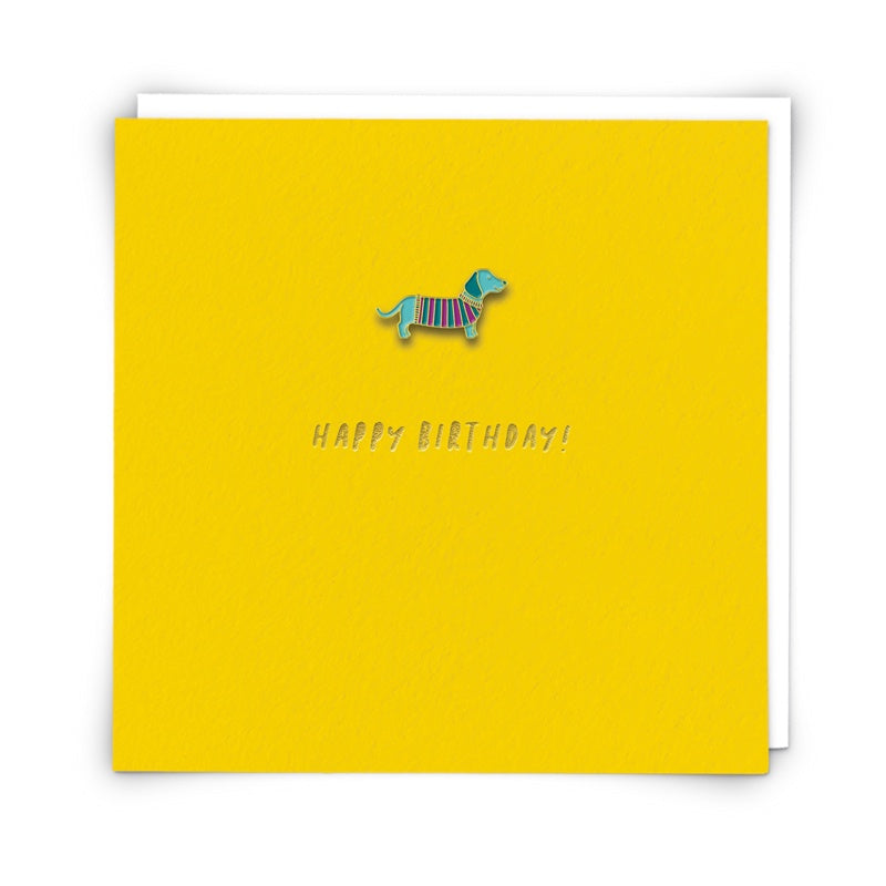 Enamel Pin Card - Happy Birthday Dachshund