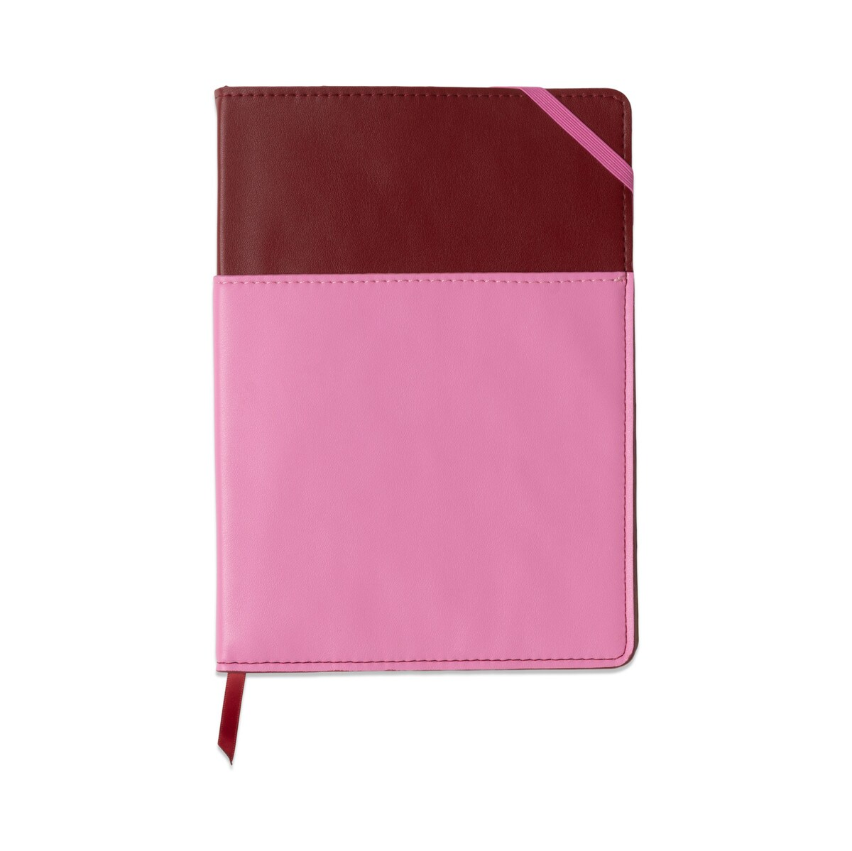 Vegan Leather Pocket Journal - Burgundy & Pink