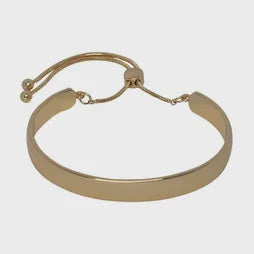 Plain Cuff Slider Bracelet - Gold