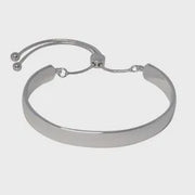 Plain Cuff Slider Bracelet - Silver