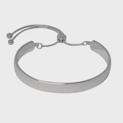 Plain Cuff Slider Bracelet - Silver