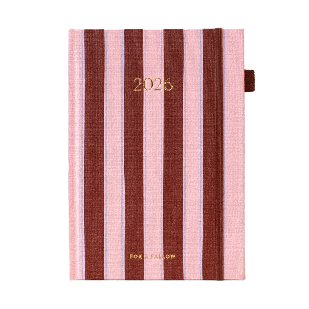 2026 A5 Vertical Planner - Burgundy Stripe