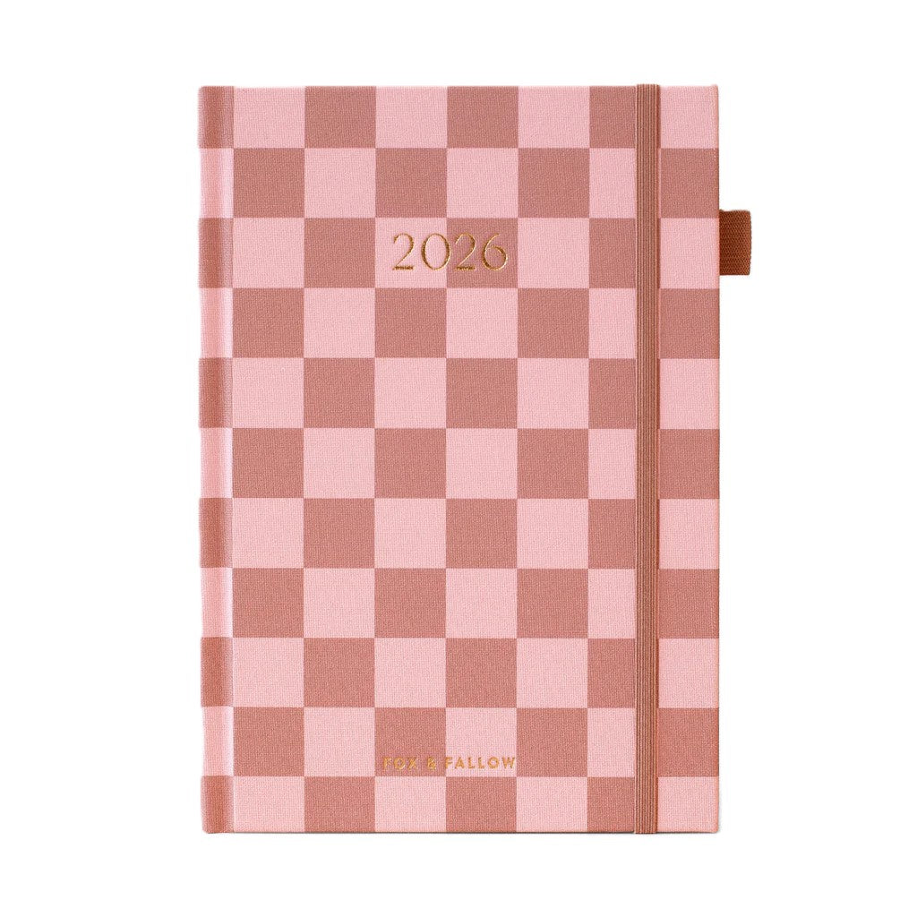 2026 A5 Vertical Planner - Rose Check