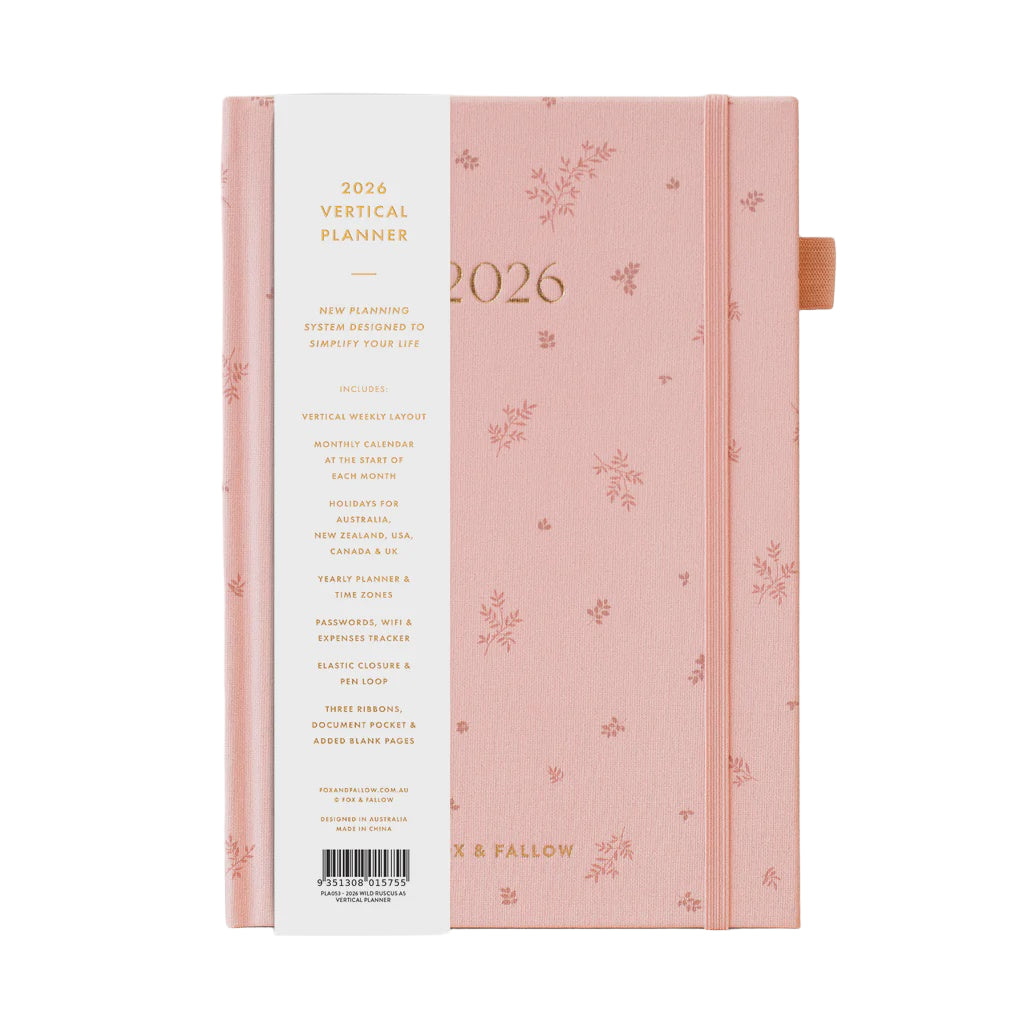 2026 A5 Academic Vertical Planner - Wild Ruscus