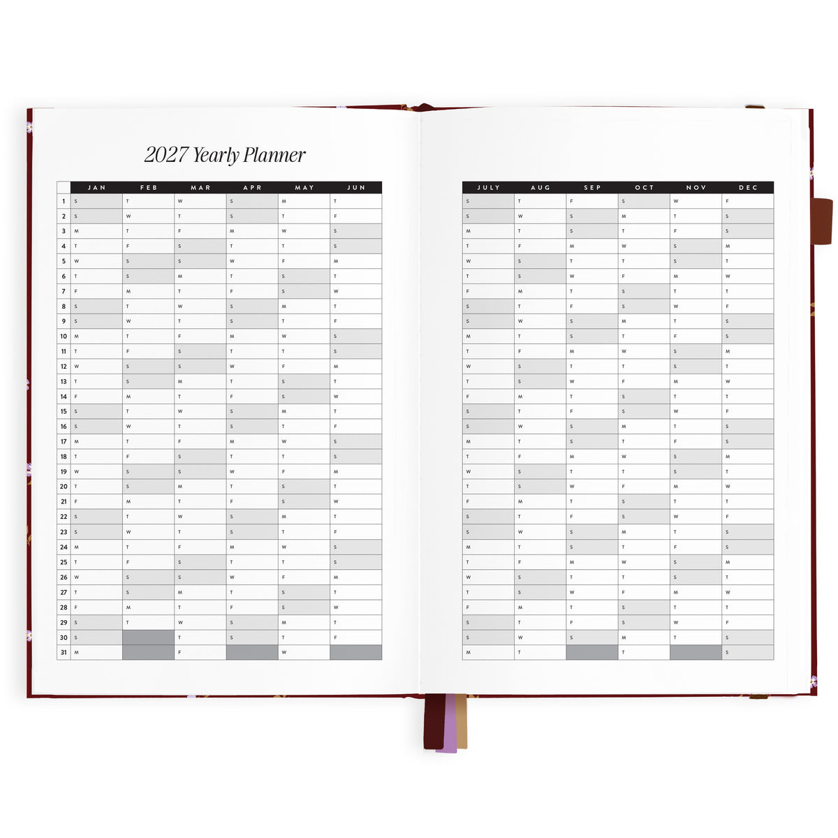 2027 A5 Horizontal Planner - Rose Pinstripe