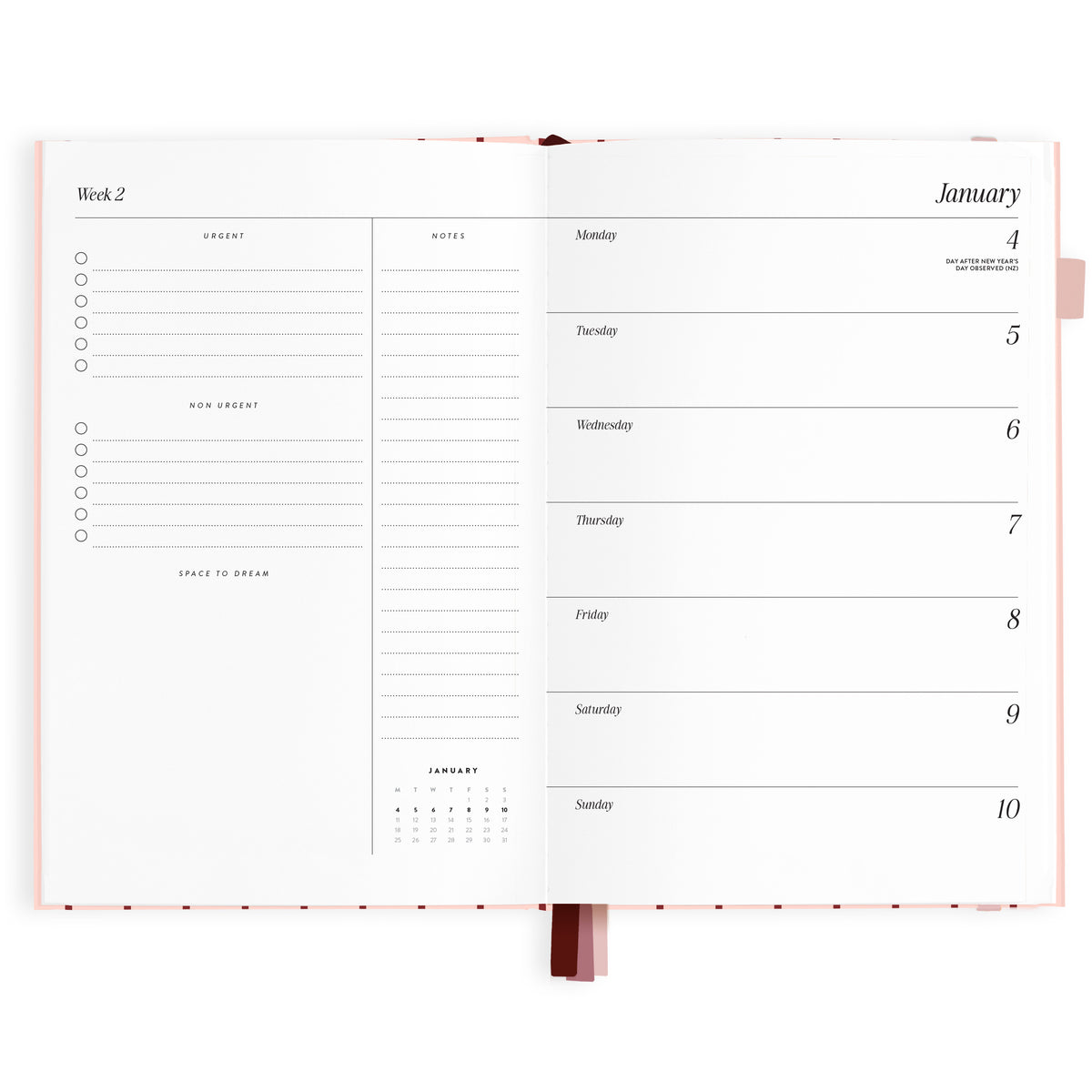 2027 A5 Horizontal Planner - Rose Pinstripe