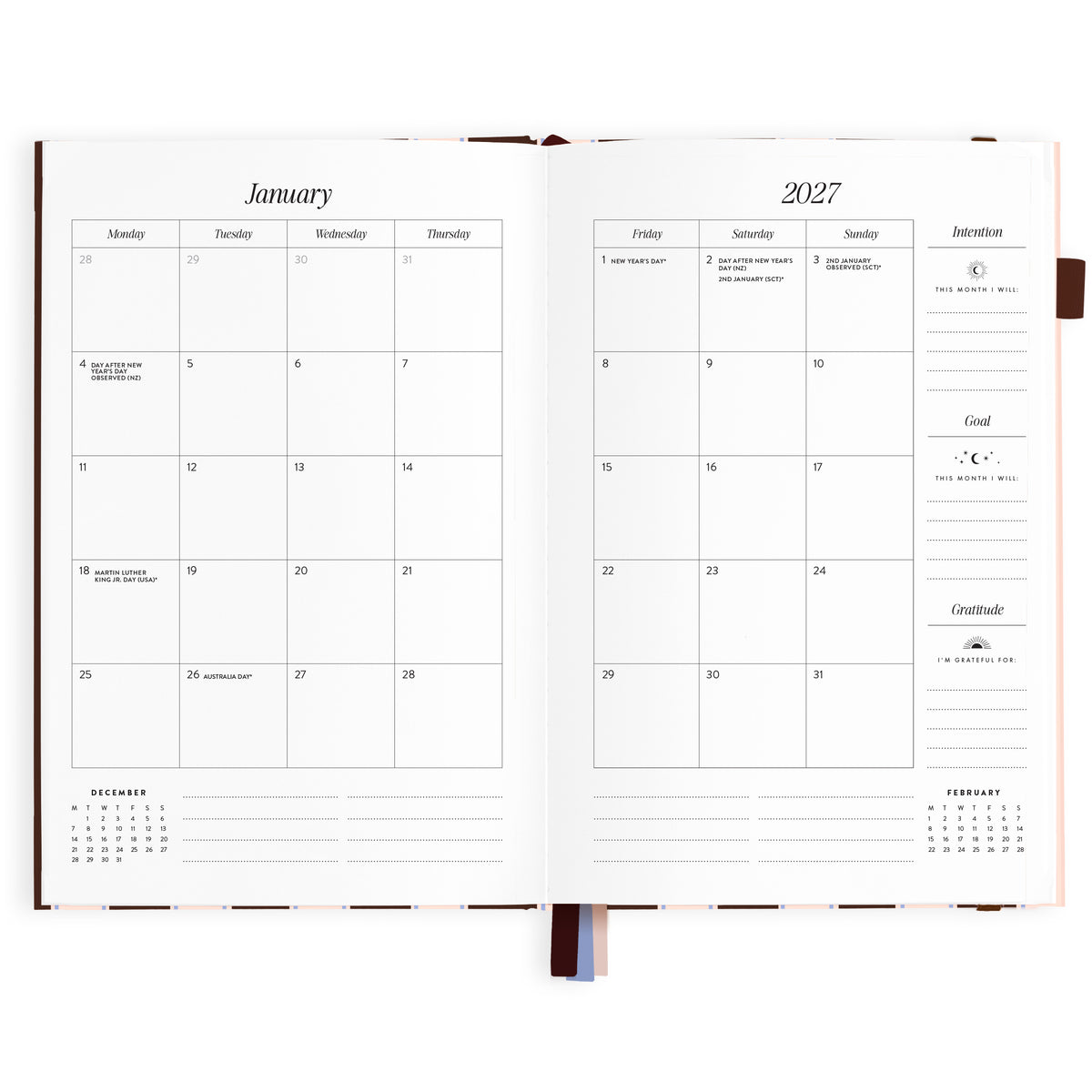 2027 A5 Academic Vertical Planner - Chocolate Stripe