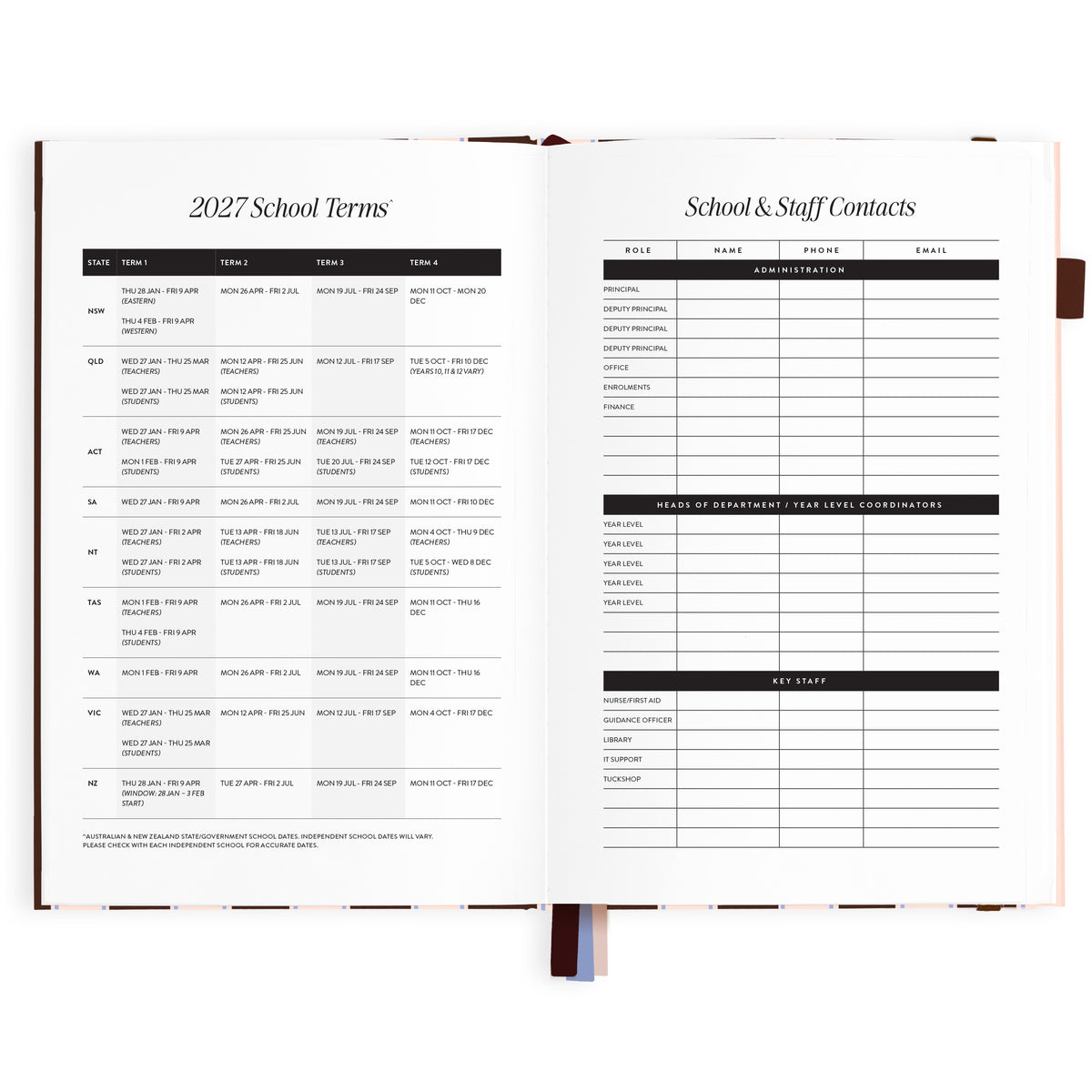 2027 A5 Academic Vertical Planner - Chocolate Stripe