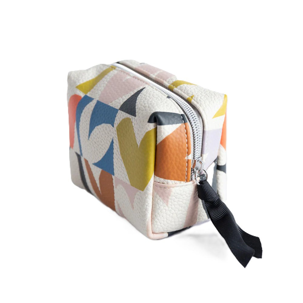 Mini Cube Cosmetic Bag - Multi Checkmate Hearts