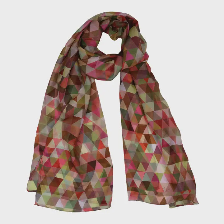 Abstract Pure Silk Scarf - Multicoloured Triangles