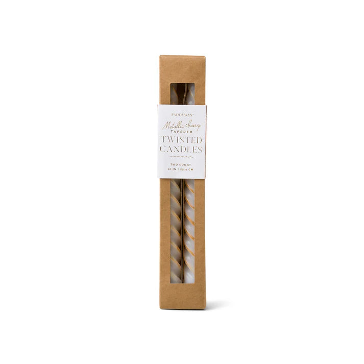 Twisted Taper Candles - Metallic Ivory