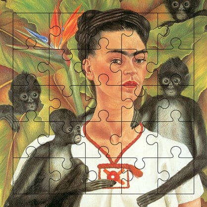 Puzzle Card - Frida Khalo, Self Portrait With Monkeys