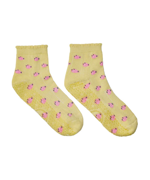 Quarter Crew Grip Socks - Wild Rose Maize