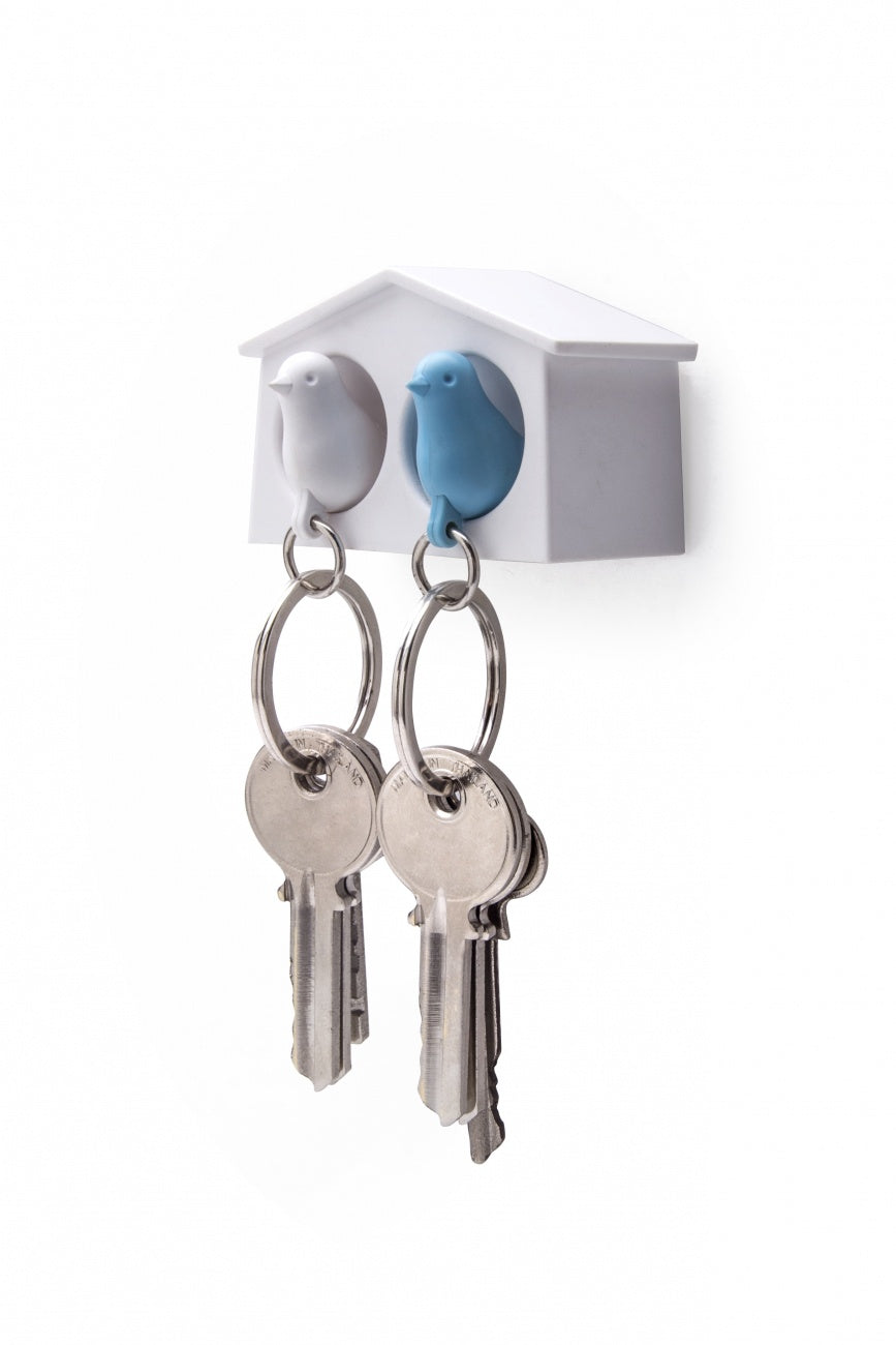 Mini Duo Sparrow Key Ring - White & Blue