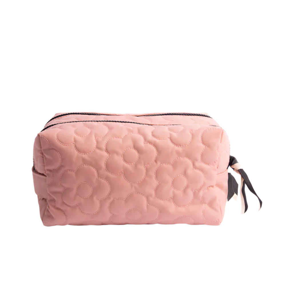 Travel Washbag Large - Pink Flower Quilted