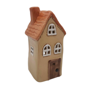 Tealight Holder -  Tan & Brown Roof House