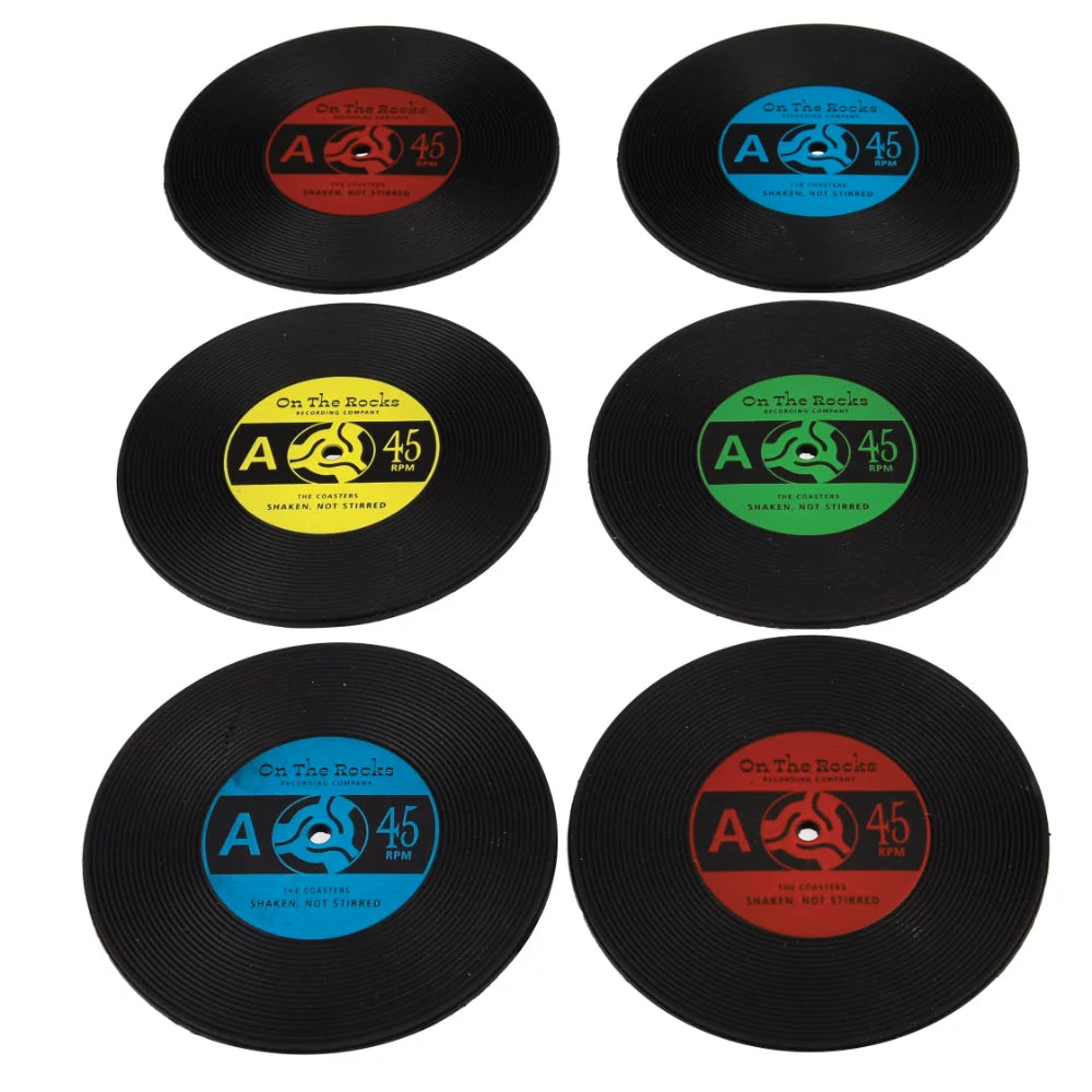 Silicone Coasters Set of 6 - Vinyl Records