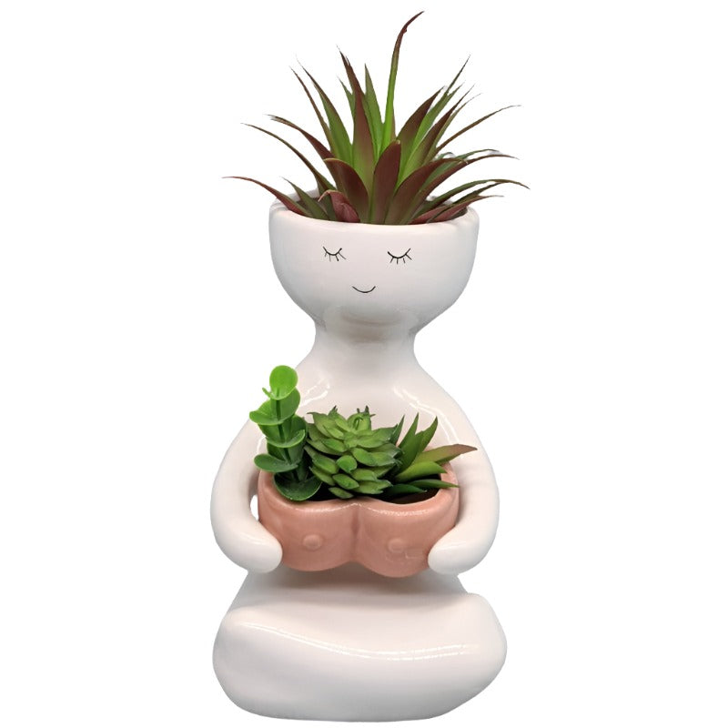 Kinky Lady Holding a Planter - Beige