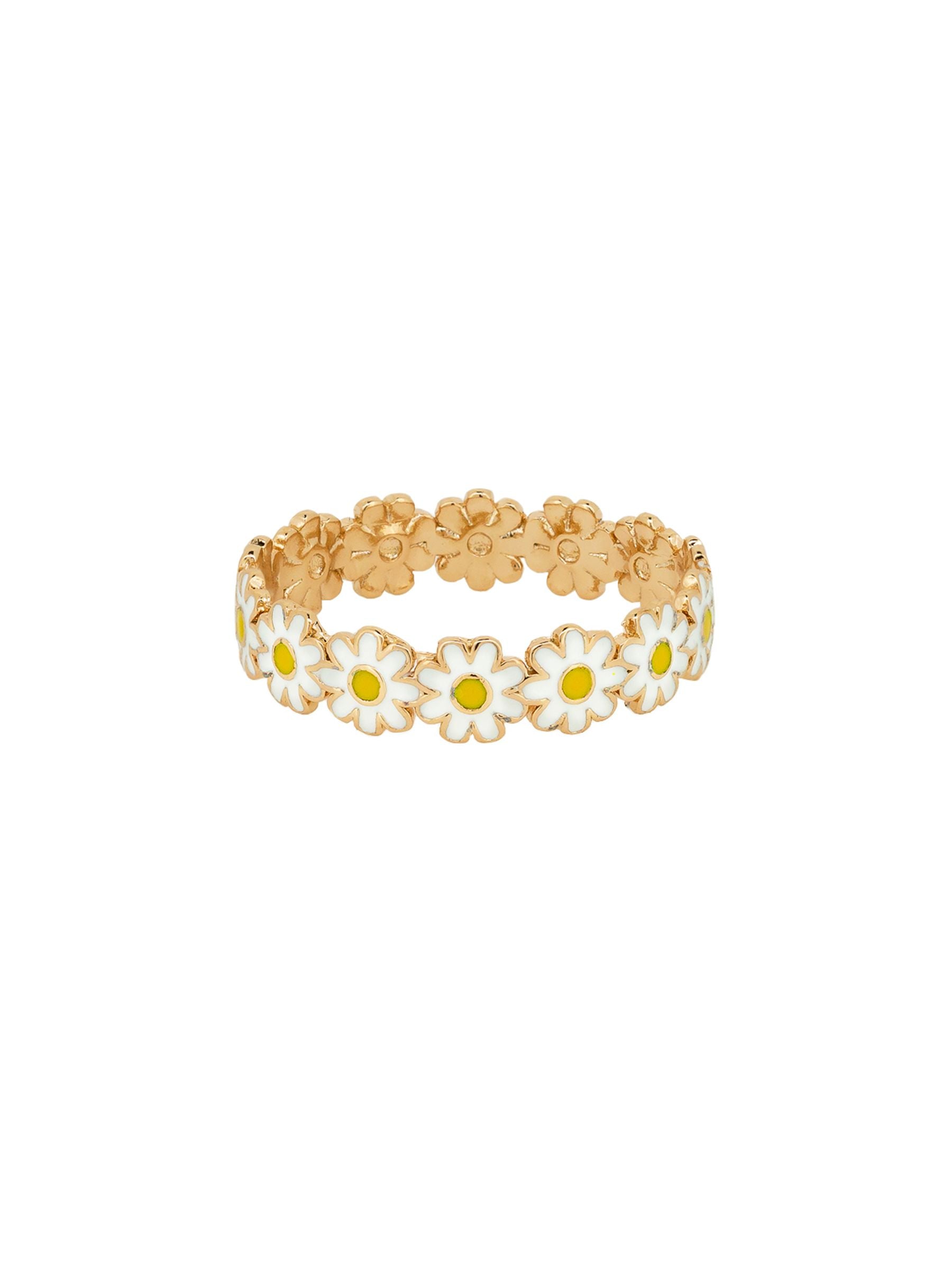 Mini Daisy Chain Band Ring - White & Gold