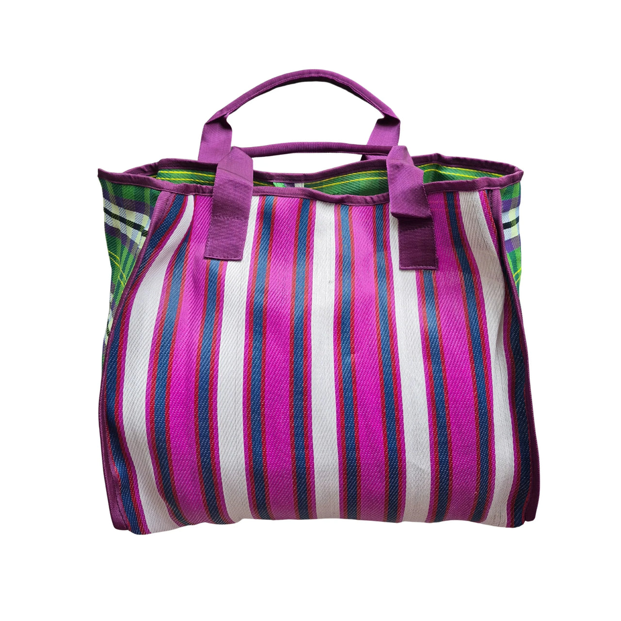 Nylon Tote Bag - Pink & Green