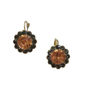 Krystal Zircon Gem Flower Earring - Grey Pink