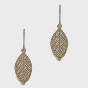 Two Tone Filigree Leaf Earrings - Silver/Gold