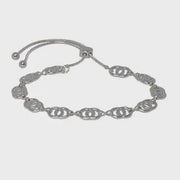 Cirlce Link Chain Slider Bracelet - Silver