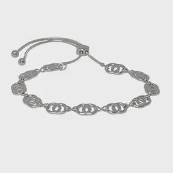 Cirlce Link Chain Slider Bracelet - Silver