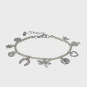 Multi Charm Bracelet - Silver/Cream