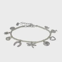 Multi Charm Bracelet - Silver/Cream