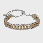 Bordered Bead Slider Bracelet - Silver/Gold