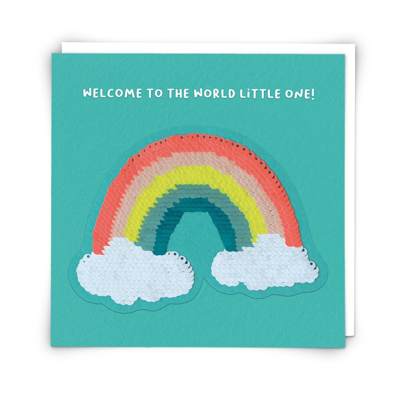 Reusable Sequin Patch Card - Welcome To The World Rainbow