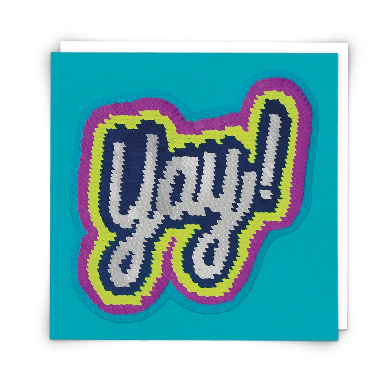 Reusable Sequin Patch Card - Yay