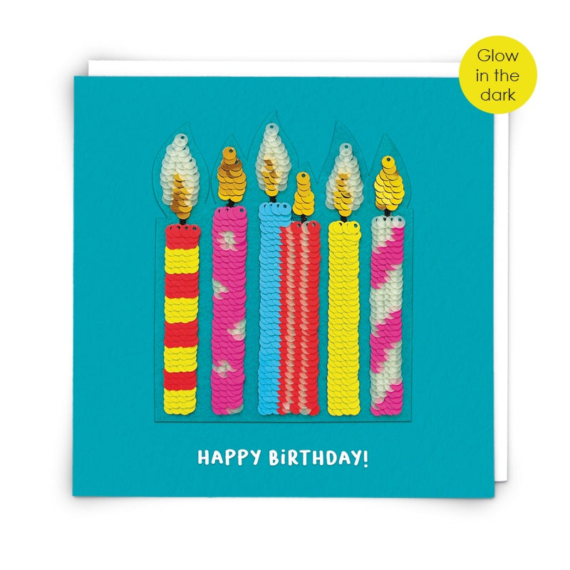 Reusable Sequin Patch Card - Glow In The Dark Candles