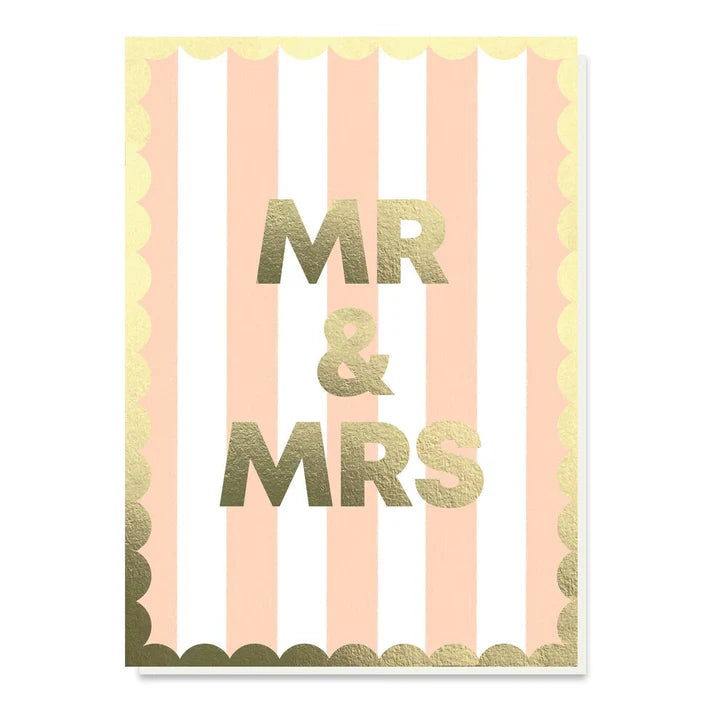 Mr & Mrs Peach Stripe Card