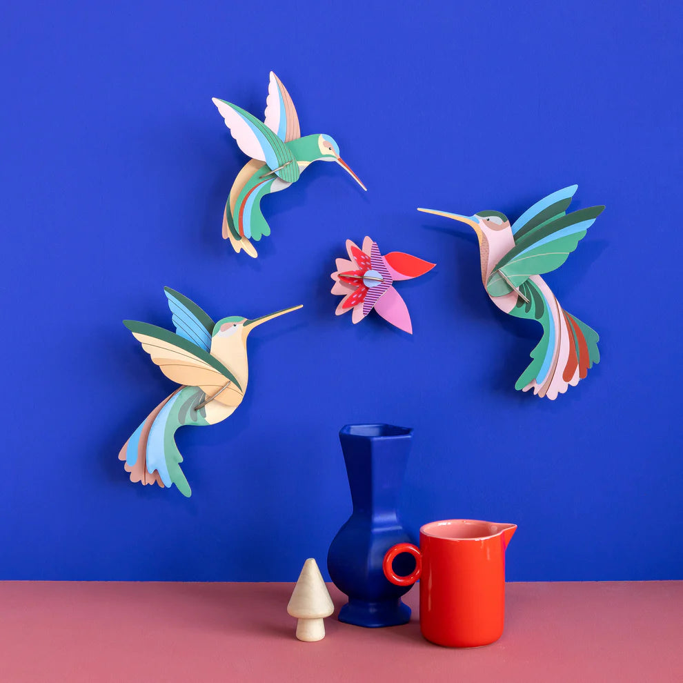 Cardboard Wall Art Large Set - Dance of Hummingbirds