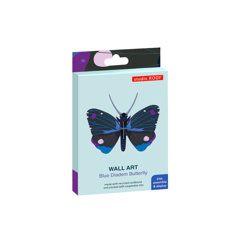 Cardboard Wall Art Small - Blue Diadem Butterfly