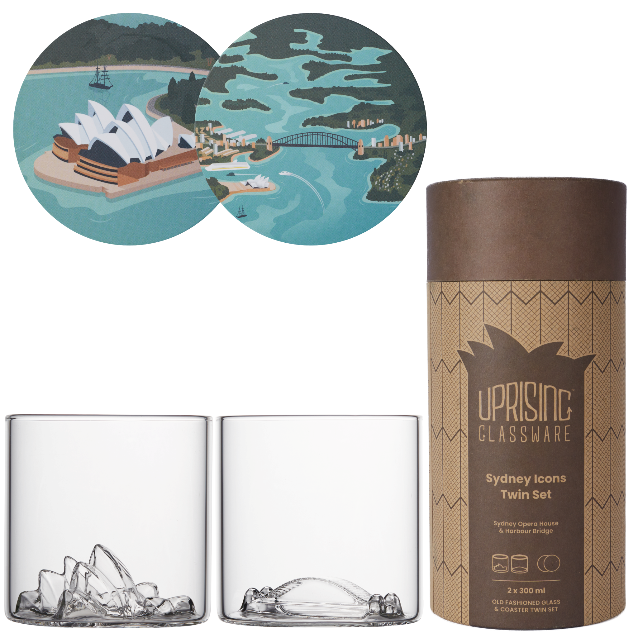 Uprising Old Fashioned Glasses Set -  Sydney Icons