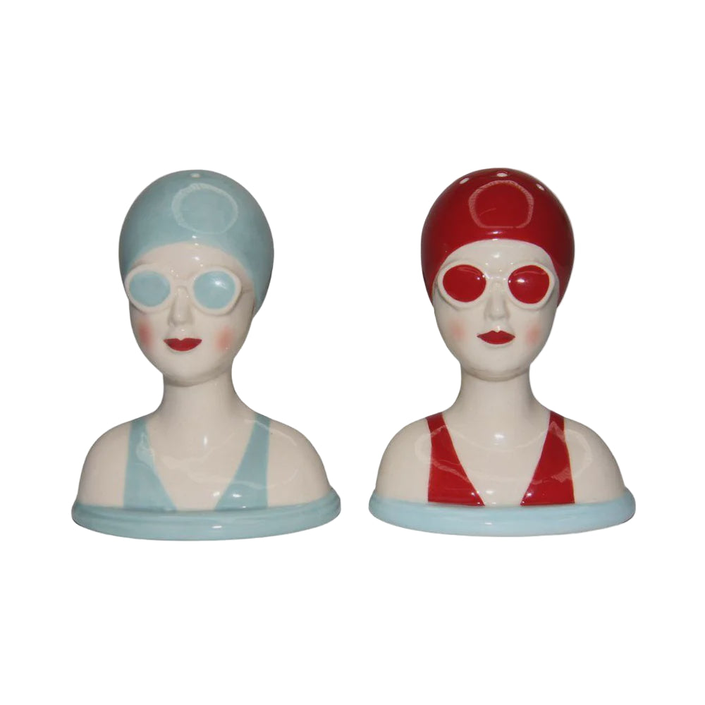 Ceramic Salt and Pepper Set Beach Lady