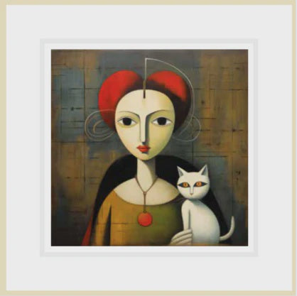 Ikonink Framed Card - Mona Lisa With Cat