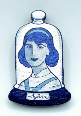 Sylvia Plath Book Lovers Wooden Pin Brooch
