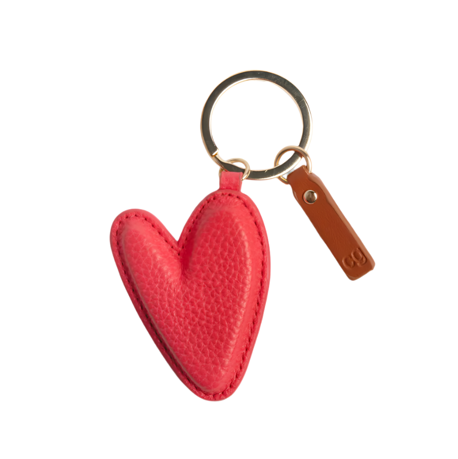 Red Pebble Heart Keyring