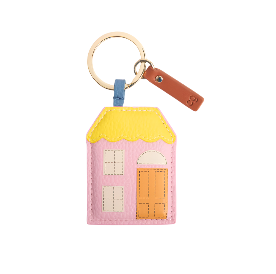 CG Vegan Leather Keyring - Pink/Yellow House