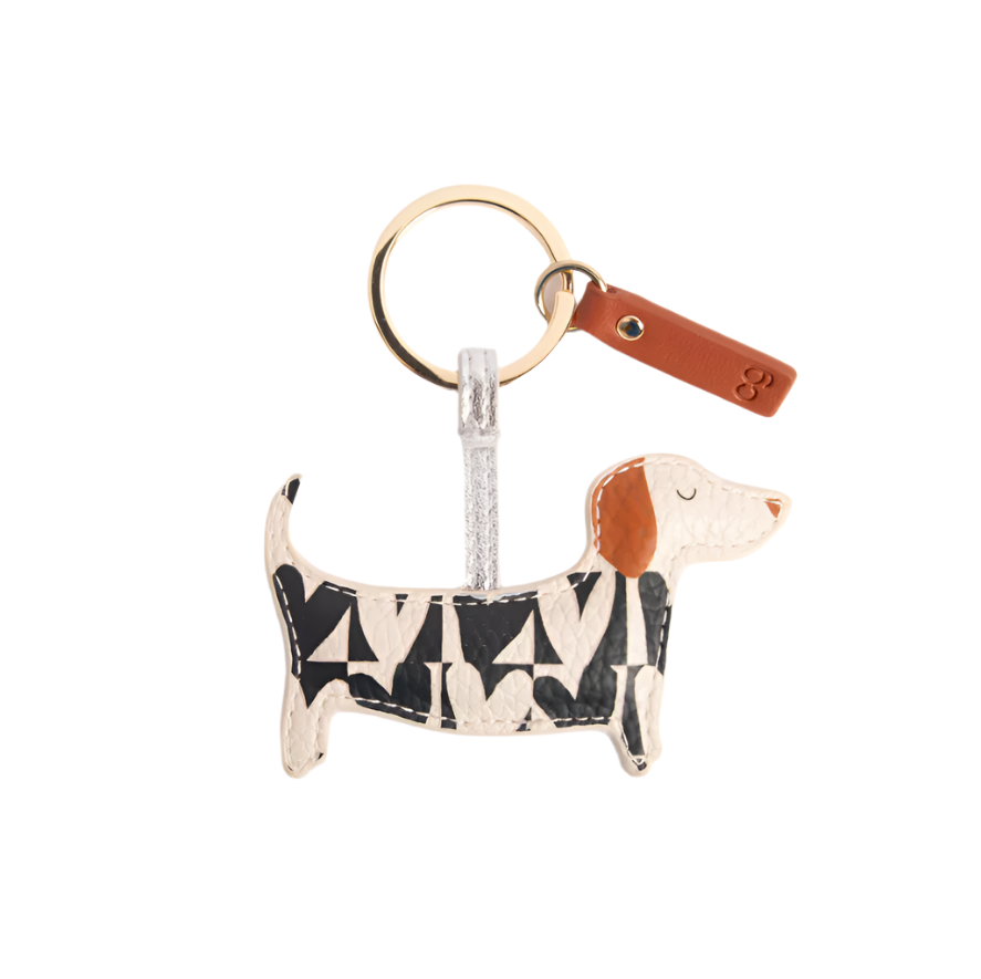 Mono Checkmate Hearts Sausage Dog Keyring