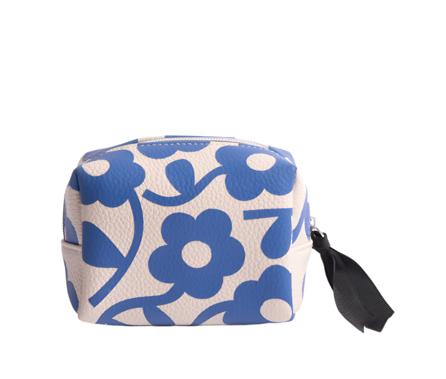 Blue Floral Mini Cube Cosmetic Bag